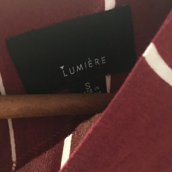 Lumiere Striped burgundy Sharkbite Dress Sm - Picture 3 of 5